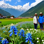**

"A vibrant display of Himalayan wildflowers in Bhutan, including Edelweiss and Himalayan Blue Poppy, fully clothed tourists admiring the scenery, appropriate attire, mountain backdrop, safe for work, perfect anatomy, natural proportions, professional photography, high quality, family-friendly."

**
