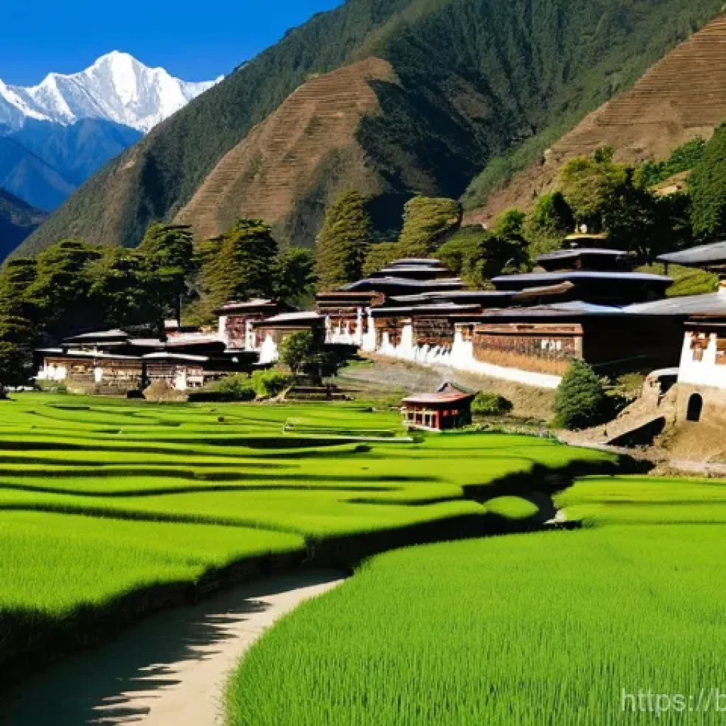 부탄의 인구 통계 - A serene panoramic landscape of the Bhutanese Himalayas, showcasing lush green valleys and majestic ...